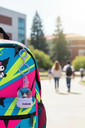 Sanrio Lisanslı Kuromi Kristal Top Sulu Anahtarlık - Hareketli Figürlü ve Mistik Tasarım Çanta Süsü