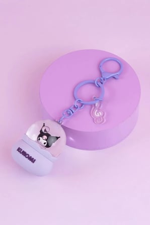 Sanrio Lisanslı Kuromi Kristal Top Sulu Anahtarlık - Hareketli Figürlü ve Mistik Tasarım Çanta Süsü