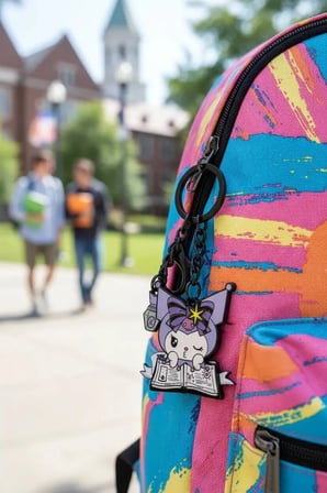 Sanrio Lisanslı Kuromi Metal Anahtarlık - Dayanıklı Çinko Alaşım Mor Detaylı Çanta ve Anahtar Süsü