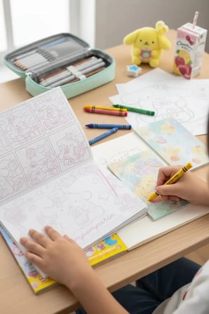 Sanrio Lisanslı Pompompurin Renkli Boyama Seti - Çıkartmalı ve Kalemli Çocuk Aktivite Seti