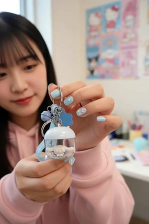 Sanrio Lisanslı Cinnamoroll Çiçek Perisi Serisi LED Işıklı Sallantılı Figür Anahtarlık ve Çanta Süsü