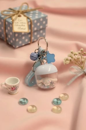 Sanrio Lisanslı Cinnamoroll Çiçek Perisi Serisi LED Işıklı Sallantılı Figür Anahtarlık ve Çanta Süsü