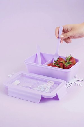 Disney Frozen Lisanslı Elsa Temalı Kilitli Yemek Kabı ve Beslenme Kutusu (1100 ml) – Mor