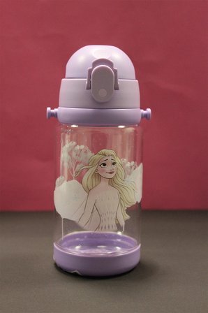 Disney Frozen Lisanslı Omuz Askılı ve Pipetli Plastik Su Şişesi (520 ml) – Mor