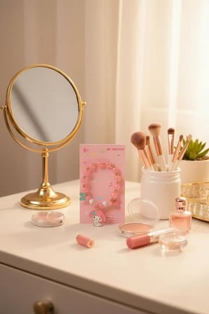 Sanrio Lisanslı My Melody Boncuklu ve Pembe Detaylı Şık Saç Lastiği – Çocuk ve Genç Toka Aksesuarı