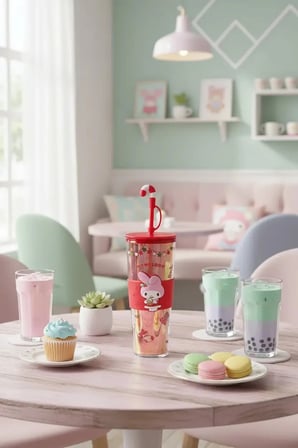 Sanrio Lisanslı My Melody Yılbaşı Koleksiyonu Çift Cidarlı ve Pipetli Şişe – Parlak Detaylı Matara