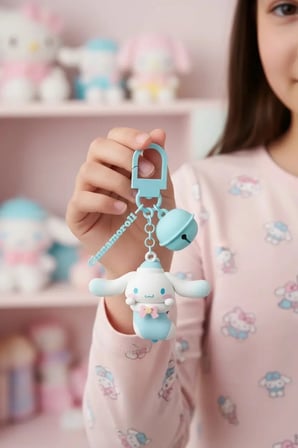Sanrio Lisanslı Kış Serisi Işıklı Anahtarlık – Cinnamoroll Temalı Figürlü Çanta Aksesuarı ve Hediyelik