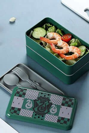 Harry Potter Lisanslı Slytherin Çift Katlı Yemek Kabı (1000ml)