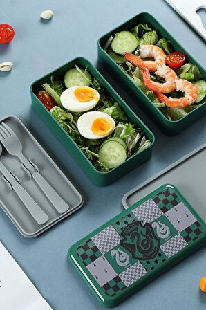 Harry Potter Lisanslı Slytherin Çift Katlı Yemek Kabı (1000ml)