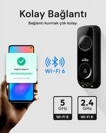Youkey DB312 Dual Camera Wireless Kapı Zili
