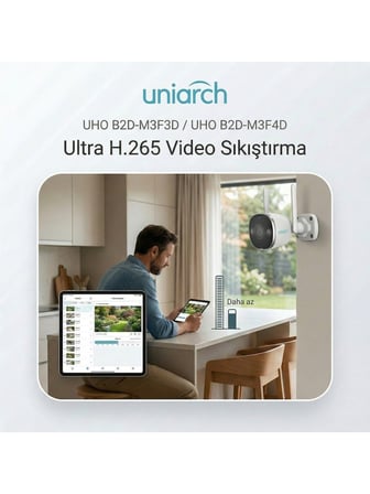 Uniarch Uho-B2D-M3F4D 3MP 2K HD Dış Mekan Bullet Wi-Fi Kamera