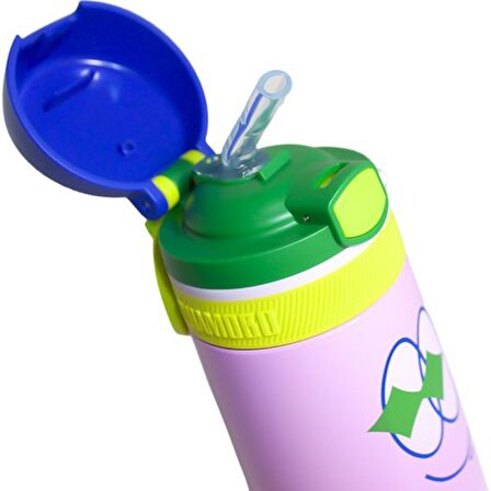 SHAMOBO 350 ML PİPETLİ ÇELİK MATARA PEMBE