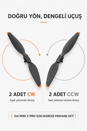 Mini 5 Pro Pervane Seti 2 CW + 2 CCW – Düşük Sesli Yedek Drone Pervanesi