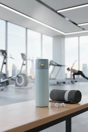 Miniso Lisanslı Flip Top Kapaklı Yalıtımlı Şişe 304 Çelik Sızdırmaz Termos 200 mL Mavi