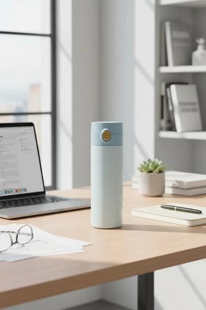 Miniso Lisanslı Flip Top Kapaklı Yalıtımlı Şişe 304 Çelik Sızdırmaz Termos 200 mL Mavi