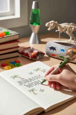 Jurassic World Lisanslı Dinozor Figürlü Yumurta Kabuğu Tasarım Tükenmez Kalem
