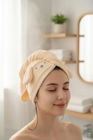 Miniso Lisanslı Hayvan Serisi Köpek Figürlü Kalın Saç Havlusu Yüksek Emicili