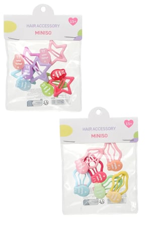 Miniso Lisanslı Çanta Serisi Saç Tokası Seti (6 Adet) – Yıldız & Figür Detaylı Renkli Toka