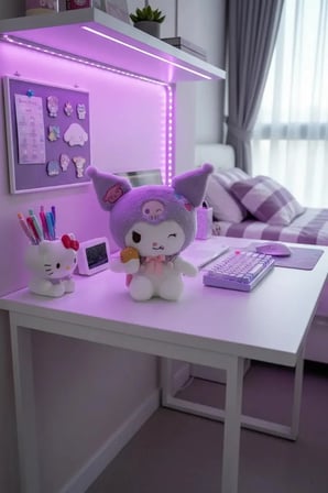 Sanrio Lisanslı Kuromi Peluş Oyuncak – Tatlı Fabrikası Serisi Yumuşacık Sarılmalık 28 Cm