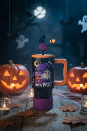 Miniso Lisanslı Minions Cadılar Bayramı Serisi Çift Cidarlı Plastik Su Kabı 19,7 Cm