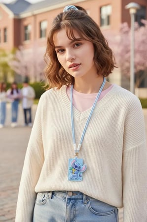 Disney Stitch Lisanslı Kart Tutuculu Anahtarlık – Boyun Askılı Şehir Ve Okul Aksesuarı 18,5 Cm