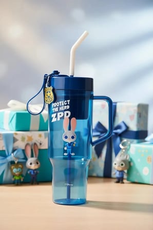 Disney Lisanslı Zootropolis Judy Polis Serisi Plastik Şişe – Pipetli & Saplı Tasarım