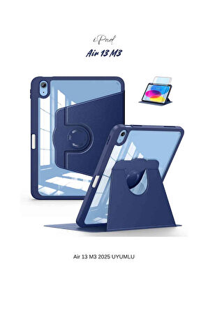 iPad Air 13 2025 M3 Çip Uyumlu 360° Dönebilen Yatay Dikey Standlı Fuchsia Pino Tablet Kılıfı