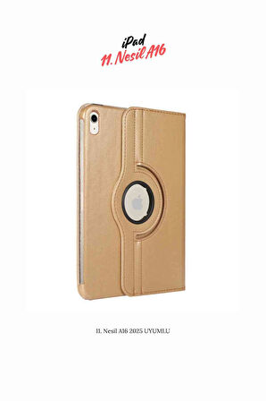 iPad 11. Nesil 2025 A16 Uyumlu 360° Yatay Dikey Dönebilen Deri Tablet Kılıfı