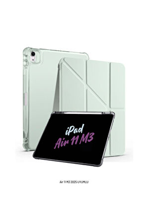 iPad Air 11 inç 2025 M3 Çip Uyumlu Kalem Bölmeli Standlı Tri Folding Fuchsia Tablet Kılıfı