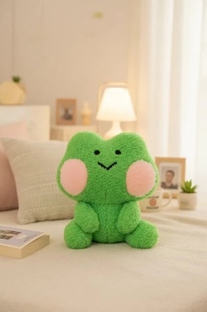 Miniso Lisanslı Minini Koleksiyonu Kurbağa Peluş Oyuncak 33 Cm (Lenini) – Yumuşacık Sevimli Tasarım