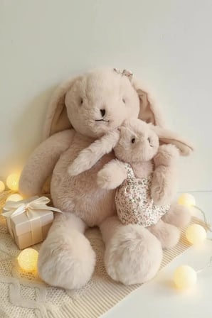 Ebeveyn-Çocuk Tavşan Peluş Oyuncak – Sevgi Dolu Yumuşacık Tasarım Kahverengi 40 Cm