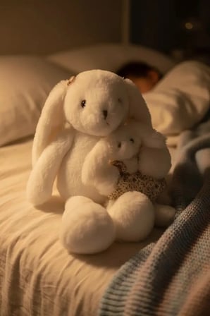 Ebeveyn-Çocuk Tavşan Peluş Oyuncak – Sevgi Dolu Yumuşacık Tasarım Beyaz 40 Cm