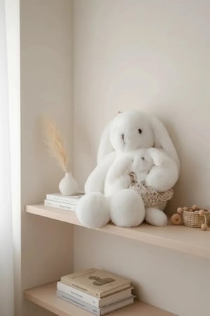 Ebeveyn-Çocuk Tavşan Peluş Oyuncak – Sevgi Dolu Yumuşacık Tasarım Beyaz 40 Cm
