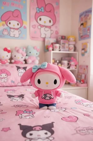 Sanrio Lisanslı My Melody Citywalk Serisi Ayakta Duran Peluş Oyuncak – 28 cm