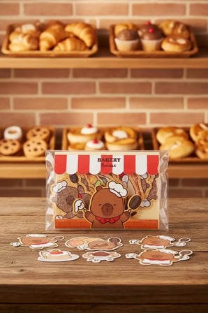 Miniso Lisanslı Pişirme Serisi Mimibara Temalı Sticker Seti Renkli Süsleme Çıkartmaları