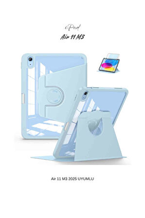 iPad Air 11 2025 M3 Çip Uyumlu 360° Dönebilen Yatay Dikey Standlı Fuchsia Pino Tablet Kılıfı