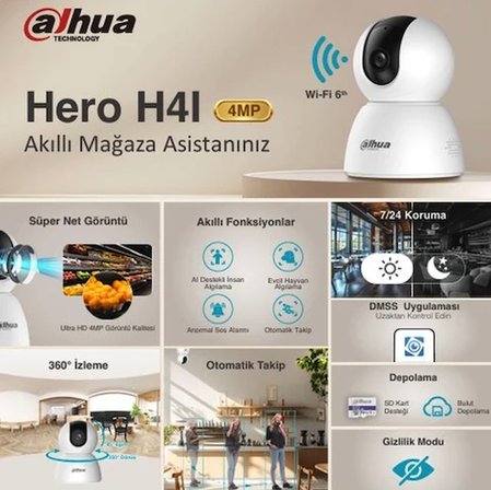 Hero H4I 4MP– 360° Hareketli, Gece Görüşlü, Akıllı Takipli Güvenlik Kamerası
