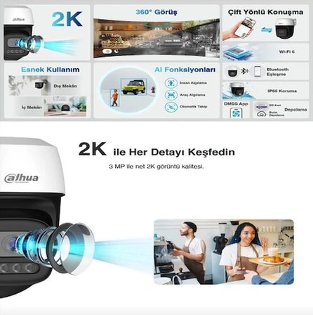 Picoo P3I Outdoor 3MP – 360° Dönebilen, Gece Görüşlü, Hareket Takipli Güvenlik Kamerası
