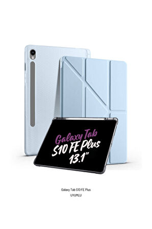 Galaxy Tab S10 FE Plus Uyumlu 13.1 inç Kalem Bölmeli Standlı Tri Folding Tablet Kılıfı