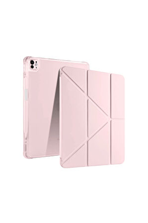 iPad PRO 13 2024 Uyumlu Kalem Bölmeli Akıllı Uyku Modlu Trifolding A2925 / A2926 Tablet Kılıfı