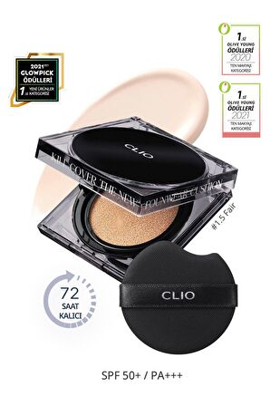 Kalıcı Kapatıcılık Sunan Cushion Clio Kill Cover The New Founwear Cushion+Refill(1.5Fair)SPF50+PA+++