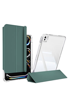 iPad Pro 11 2024 Uyumlu Airbagli Manyetik Ayrılabilen Fuchsia Sliding Tablet Kılıfı