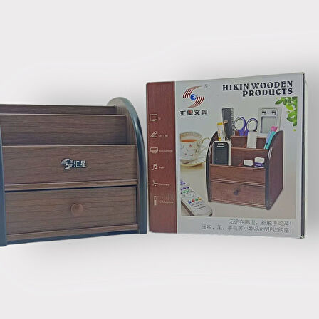 Homix Masa Üstü  Çekmeceli Ahşap Düzenleyici Organizer Kalemlik (1028)