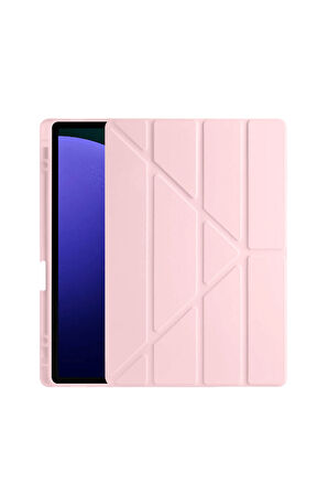 Galaxy Tab S10 Plus Uyumlu 12,4 inç Kılıf Fuchsia Akıllı Kalem Bölmeli Standlı Tri Folding Smart Kılıf