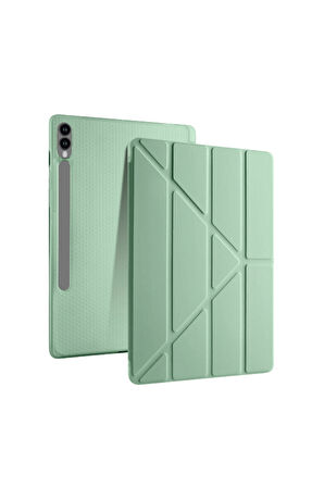 Galaxy Tab S10 Plus Uyumlu 12,4 inç Kılıf Fuchsia Akıllı Kalem Bölmeli Standlı Tri Folding Smart Kılıf