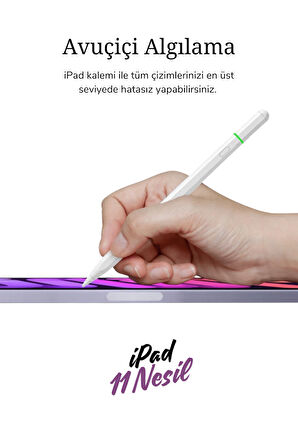 iPad Pencil 11 Nesil 11" 2025 A16 M3 Uyumlu Avuçiçi Red Eğim Özellikli Bluetoothlu Dokunmatik Kalem