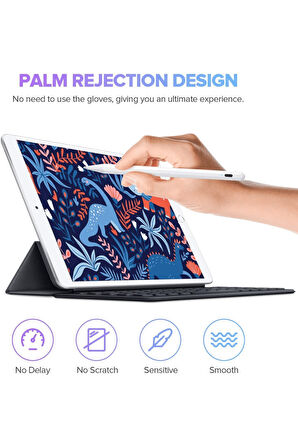 iPad Air 13 Uyumlu Avuç İçi Reddetmeli Bluetoothlu Dokunmatik Özel Çizim ve Yazı Kalemi