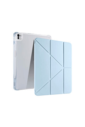 iPad PRO 13 2024 Uyumlu Kalem Bölmeli Akıllı Uyku Modlu Trifolding A2925 / A2926 Tablet Kılıfı