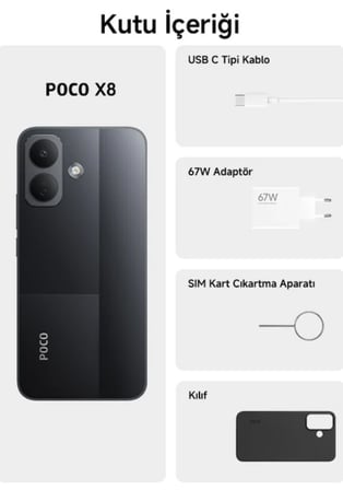 POCO X8 256 GB 8 GB Ram Siyah (XiaomiTürkiye Garantili)