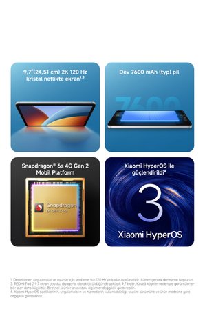 Redmi Pad 2 64 4 Gb Ram 9.7 lcd (Xiaomi Türkiye Garantili) Gri